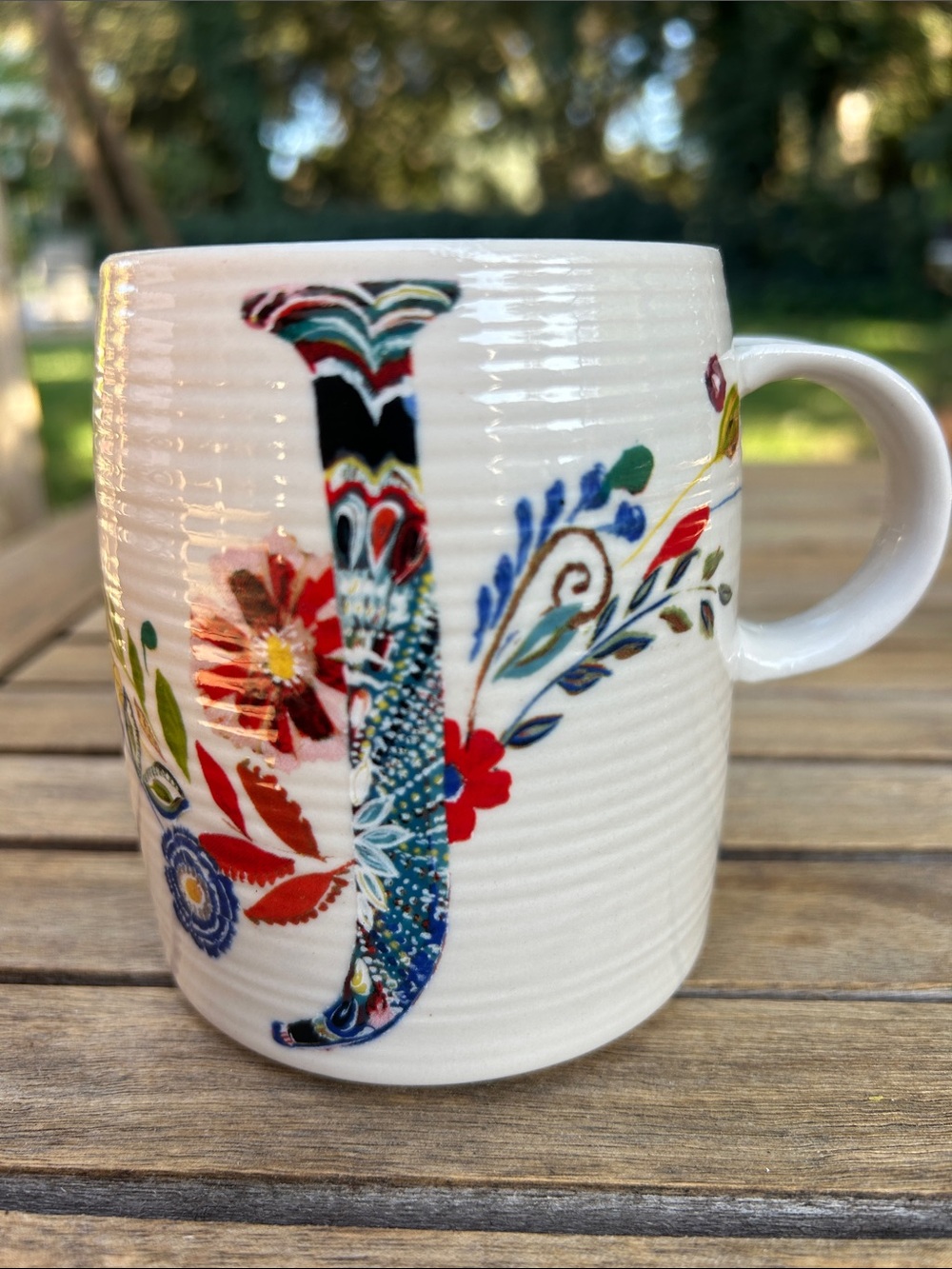 Floral Initial J Mug - Starla M. Halfmann for Anthropologie